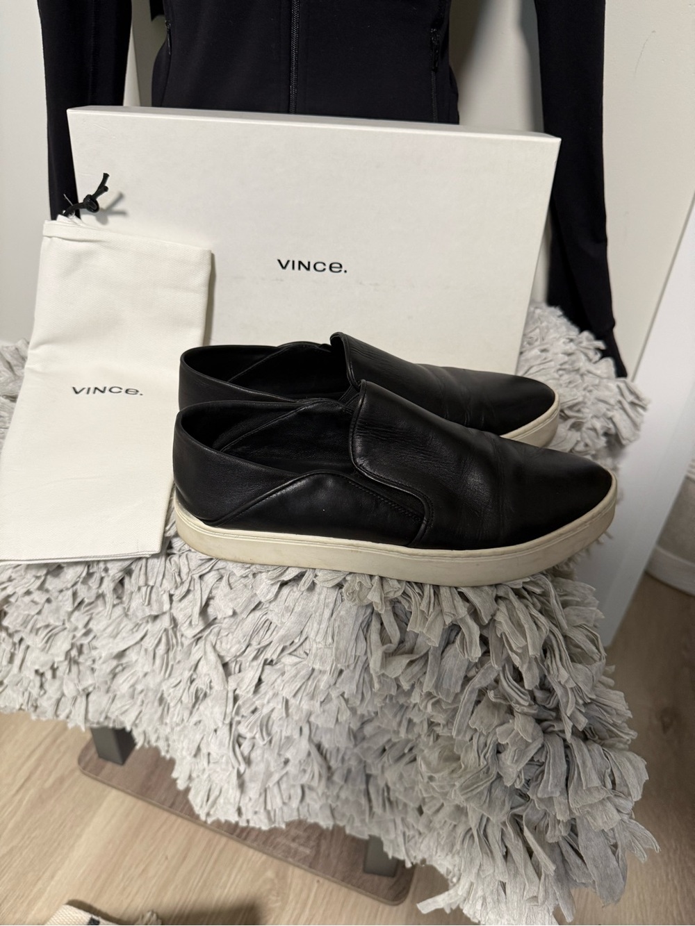 Vince Women’s Black Slip-On Leather Sneakers